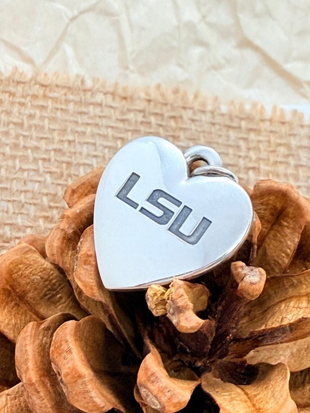 James Avery LSU Tigers Classic Heart Charm Sterling Silver College